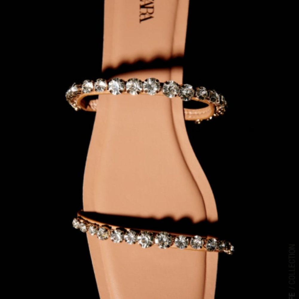 ZARA Rhinestone Flat Sandal